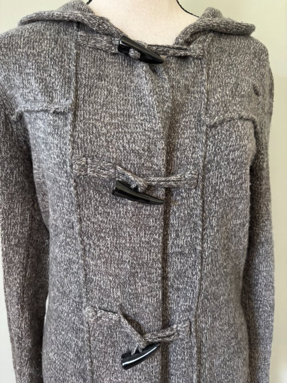 Joie Heather Grey Wool-Blend Hooded Toggle Duster Cardigan โ Size XS Like New - Picture 3 of 7